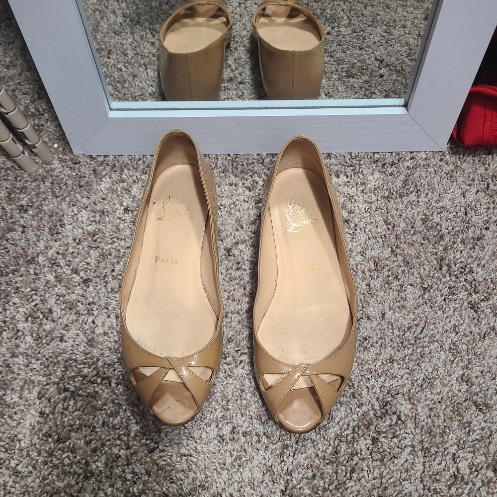 Louboutin peep toe flats